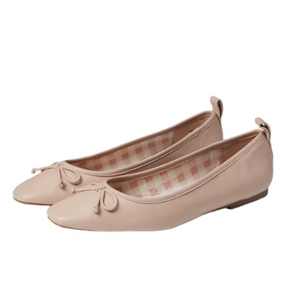 Draper James Shoes - Draper James Leather Taylor Ballet Flat Comfort Shoe with Bow Beige Size 10 NWT